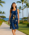 Lelehune Sleeveless Tropical Hawaiian Dress Navy