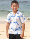 Koala Cotton Boys Hawaiian Shirt Blue