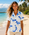 Koala Hibiscus Aloha Fitted Blouse Blue