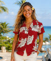 Lanai Fitted Floral Cotton Blouse for Women Red