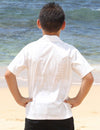 Lihue White Cotton Hawaiian Kids Shirt