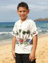 Long Boards Cotton Boys Hawaiian shirt White