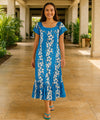 Molokai Hibiscus Long Hawaiian Muumuu Blue
