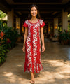 Molokai Hibiscus Long Hawaiian Muumuu Red