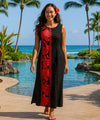 Monstera Sleeveless Long Maxi Dress Red