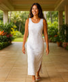 Maxi Sleeveless Long Hawaiian Wedding Dress White
