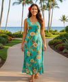 Ceres Tank Tie-Back Long Hawaiian Dress Green