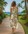 Iliwai Orchid Tie-Back Long Hawaiian Dress