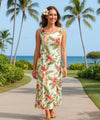 Iliwai Orchid Tie-Back Long Hawaiian Dress Beige