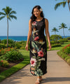Long Maxi Hawaiian Dress Birds of Paradise Black