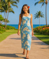 Lanai Cocktail Maxi Hawaiian Dress Sky Blue