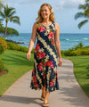 Aholo Maxi Long Navy Dress Hawaiian Navy