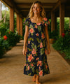 Kahua Long Muumuu Hawaiian Dress Navy