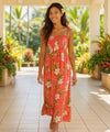 Long Maxi Smock Tube Top Hawaiian Dress Salmon One Size Fits Most XS-XL