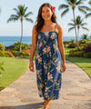 Pali Tube Top Long Hawaiian Smock Dress Sapphire Blue One Size Fits Most XS-XL