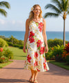 Kailua Orchids White Maxi Long Hawaiian Dress White