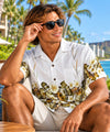 Rayon Poplin Hibiscus Luau Aloha Shirt White