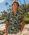 Luau Cotton Poplin Men's Aloha Shirt Navy