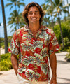 Luau Cotton Poplin Men's Aloha Shirt Red