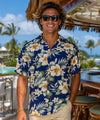 Luau Relax Fit Men's Aloha Shirt Navy