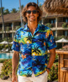 Luau Cotton Men's Hawaiian Shirt Blue