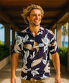 Calla Lily Design Magnum PI Rayon Aloha Shirt Purple