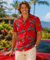 Red Jungle Bird Magnum PI Rayon Aloha Shirt Red Men's Rayon Shirts