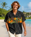 Mai Tai Short Sleeves Border Cotton Aloha Shirt Black