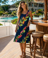 Makaio Short Scoop Neck Hawaiian Dress Navy