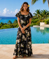 Makani Orchids Muumuu Hawaiian Dress Black