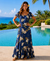 Makani Orchids Muumuu Hawaiian Dress Navy