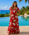Makani Orchids Muumuu Hawaiian Dress Red
