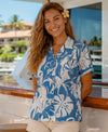 Makapu Rayon Corn Flower Blue Women Hawaiian Shirts