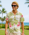 Short Sleeves Rayon Tropical Island Aloha Shirt Beige