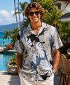 Maui Rayon Men's Hawaiian Shirt Charcoal