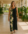 Lanikai Long Maxi Cocktail Hawaiian Dress Black