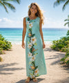 Lanikai Long Maxi Cocktail Hawaiian Dress Mint Tulip Long Maxi Dress