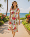 Hale Maxi Hawaiian Dress w/Cap Sleeves Cream