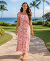 Orchids Full Length Dress Cap Sleeves Pink