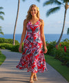 Cocktail Evening Maxi Long Hawaiian Dress Red