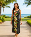 Alika Long Maxi Sleeveless Hawaiian Dress Black