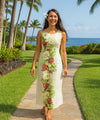 Alika Long Maxi Sleeveless Hawaiian Dress Off White