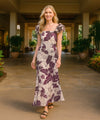 Lanai Adventure Long Ruffle Muumuu Dress Dark Magenta