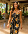 Birds of Paradise Long Tube Top Smock Dress Black One Size Fits Most XS-XL