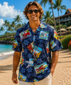 Mele Kalikimaka Cotton Aloha Christmas Shirt Navy