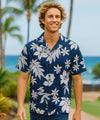 Kaanapali Men's Cotton Aloha Shirt Navy