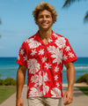 Kaanapali Men's Cotton Aloha Shirt Red
