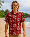 Kahala Aloha Dress Shirt Hawaiian Button-Up Red