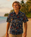 Portlock Hawaii Men's Button-Up Dress Hawaiian Shirt Navy
