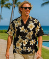Pualoalo Tropical Open Collar Aloha Shirt Black